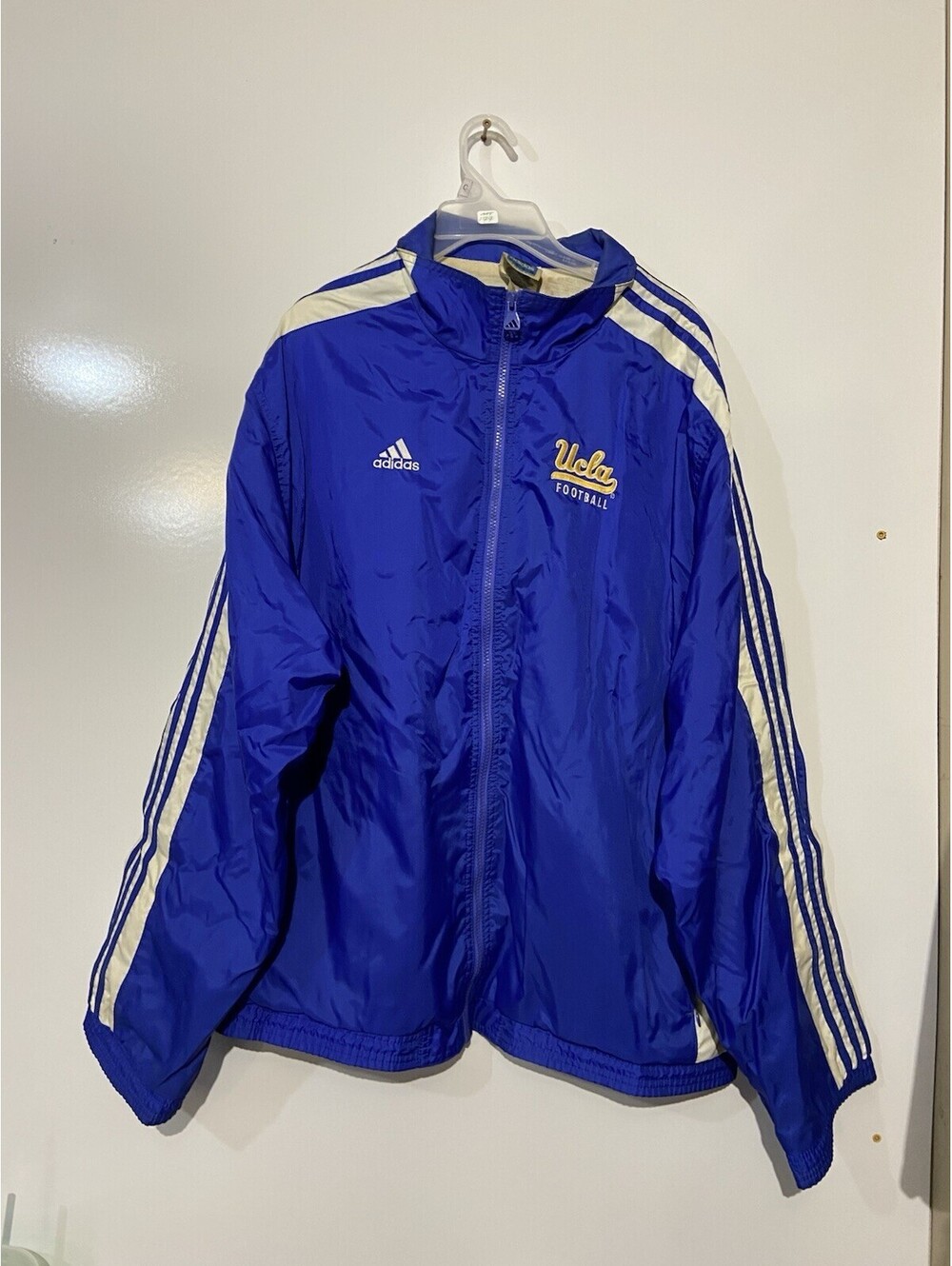 Mens ADIDAS Blue Vintage UCLA Football Lined Windbreaker Jacket Sz XL